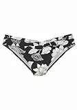s.Oliver Damen Bikinihose mit Umschlagbund mit schwarz weißem Blumenmuster