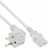 InLine 16652W Netzkabel, Schutzkontakt gewinkelt auf Kaltgerätestecker C13, 1,8m, weiß