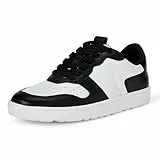 Amazon Essentials Damen Niedrige Sneaker, Tennisschuh, Retro, Schwarz Weiß, 39 EU