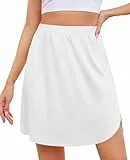 Wikoan Satin Unterrock Damen Kurz Petticoat Knielänge Halbrock für Rock mit Spitze Elegantes Unsichtbar Underskirt Unterkleid für Damen Unterrock Weiß M