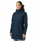 Helly Hansen Aden Damen-Regenjacke, wasserdicht, atmungsaktiv, mit Kapuze, lang, 597 Dunkelblau, Größe L