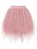 Hanpceirs Damen Tüll Röcke Layered Puffy Fee Röcke A-Linie Mini Rock Unregelmäßiger tüllrock Karneval Kostüm Blush S