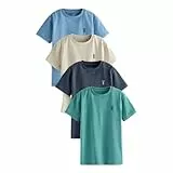 NEXT Jungen 4er-Pack Kurzarm-T-Shirts mit Hirsch-Stickerei Mineral Green/Blue 170