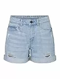 Noisy may Damen Jeansshorts mit Rissen und umgeschlagenem Saum, Farben:Hellblau, Größe:M