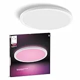 Philips Hue Devote Smart LED-Panel-Licht, weißes und farbiges Ambiente, rund 43 cm, 23 W, 2900 Lumen, weißer Rahmen für Innenbeleuchtung, Decke, Wohnzimmer, Küche, Flur