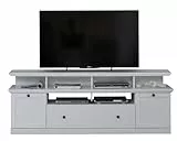 trendteam smart living - Baxter - TV-Schrank - Weiß - TV-Unterteil mit 2 Türen, 6 offenen Fächern und Einer Klappe - (BxHxT) 177 x 65 x 41 cm - inkl. Aufsatz