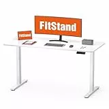 FitStand Höhenverstellbarer Schreibtisch 100×60 cm mit Durchgehender Tischplatte – kompakter Standing Desk für kleine Räume, mit 4 Memory-Positionen & 40 kg Tragkraft Weiß
