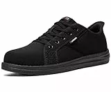 LARNMERN Arbeitsschuhe Herren Sicherheitsschuhe Leichte Stahlkappenschuhe Bequeme Stahlkappe Skateboard-Schuhe Dämpfung(44 Herren,Schwarz)