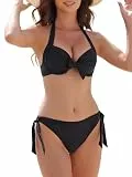 Ocean Blues Damen Bikini Set Push-up Bademode mit Unterbrustband Sexy Tie-Rücken Badeanzug Zweiteiler, Bikinis für Strandurlaub Schwimmbad, Schwarz, Größe L