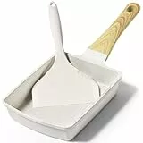 GiPP Tamagoyaki Pfanne Induktion,18x13cm Japanische Omelettpfanne,Granit-Antihaftbeschichtung,PFOS/PFOA-frei,Camping Pfanne,Vielseitige Kleine Pfanne für Gebratenes Frühstück（Weiß,Tamagoyaki）