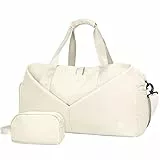 Ceneda Sporttaschen Klassische mit Schuhfach und Nassfach Tragbare Übernachtungs Wochenendtasche Reisetasche Yoga Tasche für Damen und Herren Gym Bag (Beige)