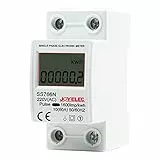JOYELEC LCD Digitale 220V Stromzähler Hutschiene KWh Zähler 10(60) A 1-phasiger Wechselstromzähler 2-poliger 2P-DIN-Schienen-Stromzähler，zeigt nur kWh an, keine Hintergrundbeleuchtung