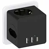 Steckdosenwürfel ohne Kabel mit USB C, Mehrfachsteckdose mit USB,4000W Cube Steckdosenleiste,Mehrfachstecker für Steckdose,Steckdosenadapter für Zuhause & Büro (Steckdosenwürfel mit USB)