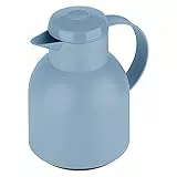 Emsa Samba Isolierkanne F40101 | 1 Liter | Quick Press Verschluss | 100% dicht | 12h heiß, 24h kalt | Puderblau, Puder Blau