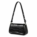 CLUCI Handtasche Damen, Klein Umhängetasche für Damen aus PU Leder, Modische Schultertasche mit verstellbarem,Schwarz