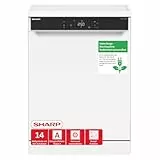 Sharp QW-NA3YF42AW-DE Geschirrspüler freistehend, 60 cm, 14 Maßgedecke, A, 42 dB, SteamWash, DualProWash, EcoWash, AutoDoor, WLAN, Weiß