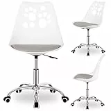 SPRINGOS Schreibtischstuhl Kinder ab 6 Jahren Weiß höhenverstellbar + Kinderschreibtischstuhl ergonomisch mit Rollen & pflegeleichtem Sitz – schreibtischstuhl Kinder skandinavisches Design