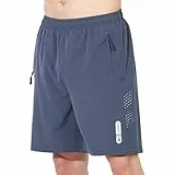 JustSun Kurze Hosen Herren Shorts Sommer Kurz Sporthose Jogginghose Herren Sport Shorts Trainingshose Laufshorts mit Reissverschluss Denim Blau L
