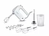 Bosch Handrührer Styline MFQ4075DE, 2 Rührbesen, 2 Edelstahl-Knethaken, spülmaschinengeeignet, Pürierstab, Mixbecher, 5 Stufen plus Turbostufe, 550 W, weiß/silber