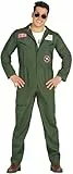FIESTAS GUIRCA | Kampfpilot Kostüm für Erwachsene (48-50/M) - Overall für Männer - Militär- und Aviator Kostüme für Filmfeste, Halloween und Karneval - Ideal für Erwachsene - Grün