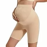 INNERSY Umstandsshorts Beige Unter Kleid Schwangerschaftshose Chub Rub Shorts Unterhosen Überbauch (L, Beige)