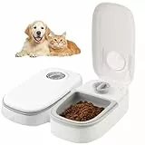 Mineup Futterautomat Katze, 700ML Futterautomat für Katzen, 2 Mahlzeiten Katzenfutter Automat mit 48 Stunden Timer, Automatischer Futterspender für Katze und Hund zum Nassfutter und Trockenfutter