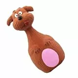 Pssopp Quietschspielzeug für Hunde aus Latex, Interaktives Weiches Kauspielzeug mit Zähneknirschfunktion für Hunde, Niedliches Cartoon-Design für Welpen (Brauner Hund)