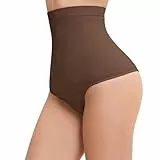 INNERSY Bauchweg Slip Damen Unterwäsche Tanga Braun Shapewear Body Miederslips High Waist String (S, 1 Kaffeebraun)