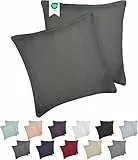 Barbons Kissenbezug 80x80 2er Set aus 100% Jersey Baumwolle – 165 g/m² Oeko-TEX zertifizierte weiche Kissenhülle mit Reißverschluss (Anthrazit 80x80)