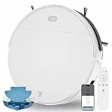 Yigars 2-in-1 Saugroboter mit Wischfunktion bis zu 5500 Pa, Staubsauger Roboter APP/Alexa/Fernbedienung, 7.8CM Flach, 120 Minuten, Selbstladend, Geeignet für Tierhaare, 2.4Ghz WIFI- Weiß