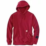 Carhartt Men's Loose Fit Midweight Logo Sleeve Graphic Sweatshirt, Industry Red, L