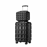 KONO Gepäck-Sets Kofferset 2 Teilig Handgepäck Koffer mit Beautycase (54cm+Kosmetikkoffer, Schwarz)