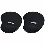 Logilink ID-0027 Mauspad mit Silikon Gel Handauflage, schwarz (Packung mit 2)