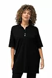 Ulla Popken Große Größen Damen Regular Fit Poloshirt PoloPiquee Shirt 63883610, Einfarbig,Schwarz (schwarz 10),50 DE / 52 EU