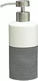 Sealskin Doppio Seifenspender, aus natürlichem Porzellan, freistehend und somit flexibel ohne Bohren zu platzieren, für Badezimmer und Küche, Farbe: Grau, handbemalt