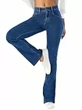 LaiEr Damen hohe Stretch Yoga Jeans,Skinny und Hüfte Heben Reißverschluss Sweatpants,Weiche und Bequeme Slight Bootcut Hose für Sport und Fitness Workout,Fashionable und Casual Match.(Mid BlueXL)