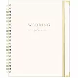 Hochzeitsplaner – Hochzeitsplaner Buch und Organizer für die Braut mit 5 Registerkarten, 22,9 x 30,2 cm, Hardcover mit Metallecke + 5 Innentaschen + Aufkleber + elastisches Verschlussband – Beige