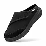 FitVille EasyTop Slipper V5 Damen Senioren Pantoffeln mit Klett überbreite Walking Reha-Schuh Schwarz größe 39-40 EU X-Weit