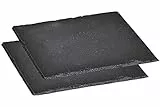 Kesper 38109 Servierplatte, 2er Pack, Schieferplatte, Buffet-Platte, aus Schiefer, geölt, Maße: 200 x 200 mm, schwarz