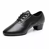Latein Jazz Tanzschuhe Modern Damen Geschlossene Lehrleistung Standard Gesellschaftstanzschuhe Schnürung 3,5 cm (Schwarz A,38)
