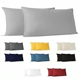 Dreamzie Kissenbezug 40 x 80 (Set mit 2) - 100% Jersey Baumwolle 150 g/qm Kissenbezüge -Grau - Für Kissen 40 x 80 cm - Kissenhülle - Kissenbezug - Resistent und Hypoallergen