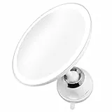 medisana CM 850 Kosmetikspiegel mit LED-Beleuchtung, Schminkspiegel mit 5-facher Vergrößerung, Starker Saugnapf zur praktischen Wandmontage, Weiß, 19 cm Durchmesser