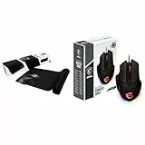 MSI AGILITY GD70 - XXL Gaming Mauspad - 900 x 400 x 3 mm & CLUTCH GM20 ELITE Gaming-Maus - 6.400 DPI Optischer Sensor, rechtshändig, 20Mio+ Click OMRON-Switches, 6 Tasten, einstellbares Gewichtssystem