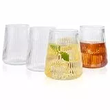 hotder Tritan-Kunststoff weingläser 354 ml, Wassergläser Trinkgläser Saftgläser 4er set, spülmaschinenfest, Perfekt für zu Hause, Camping, Party, BPA-frei Vertikale Gestaltung