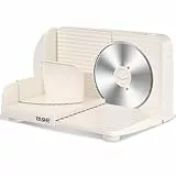 YASHE Elektrischer Faltbarer Allesschneider, 180W Brotschneidemaschine Mit 17 Cm Wellenschliffklinge, Einstellbare Schnittstärke 0–15 Mm, Für Fleisch, Käse, Brot, Gemüse