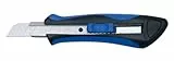 Wedo 78918 Cutter Softgrip 18 mm, gummierte Griffschale mit Rutschbremse, Rasterautomatik, Metallkern, inkl. 2 Ersatzklingen, blau