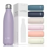 WATERSY Trinkflasche Edelstahl 500 ml, Thermosflasche Kinder，BPA-Frei Thermo Trinkflaschen Kalt&Warm Auslaufsicher Metall，Wasserflasche Doppelwandig Sport Gym Lila für Sprudel