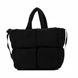 HAWILL Gesteppte Tasche Große Puffer Bag Damen Umhängetasche Stepptasche Bag Leicht Hobo Down Hobo Bag Handtasche Damen Shopper Tragetasche Gross Frauen (Schwarz)