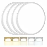 Peasur 4Stück Deckenlampe LED Deckenleuchte Flach,5Farben-3000/3500/4000/5000/6500K,IP54 Wasserfest Badezimmer Lampe Decke,24W Modern Rund Lampe für bad flur schlafzimmer keller Wohnzimmer,300 * 16mm