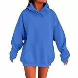 WDCHAOYUE Hoodies Für Damen,Damen Kapuzenpullover Hoodie Oversize Langarmshirt Kapuzenpullover Pulli Oberteile Mit Tasche Tops Streetwear Langarm Sport Style Y2K